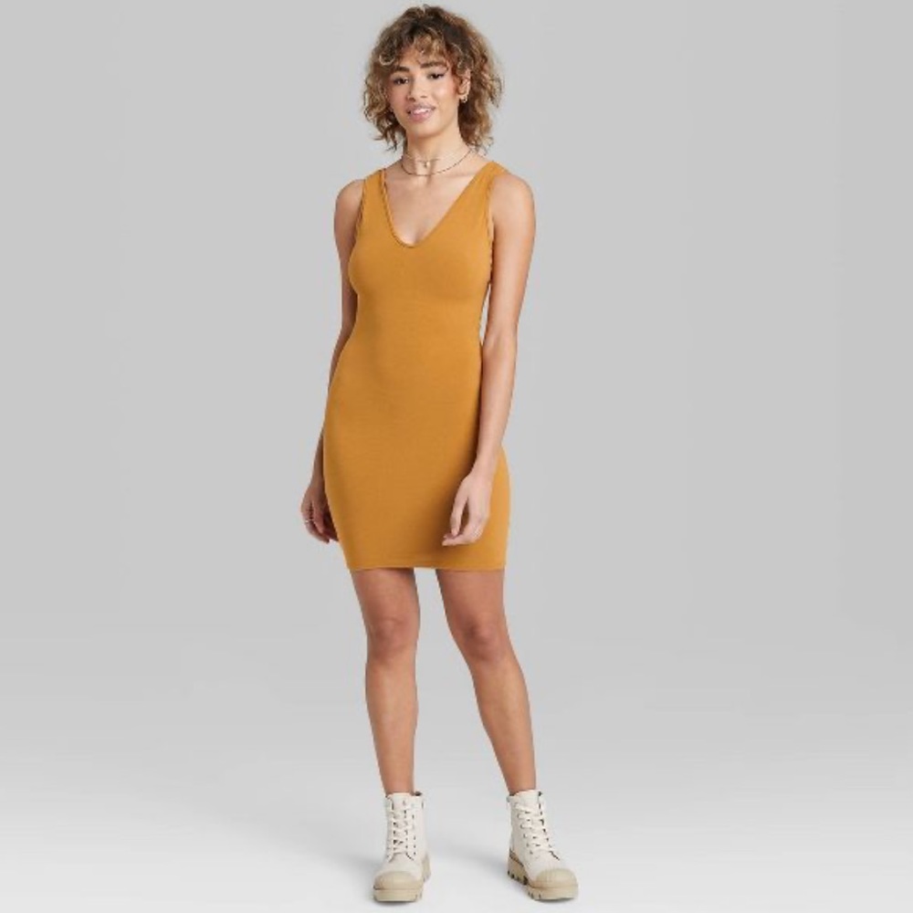 gold knit bodycon dress